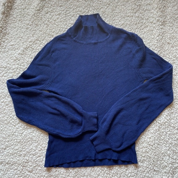Dynamite Sweaters - Dynamite Blue Ribbed  Turtleneck Sweater
